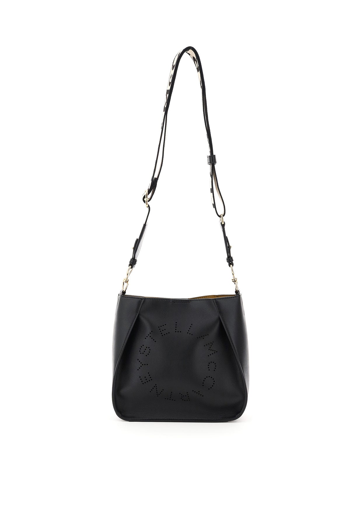 Stella Mccartney Crossbody Bag With Perforated Stella Logo Black-Stella McCartney-os-Urbanheer