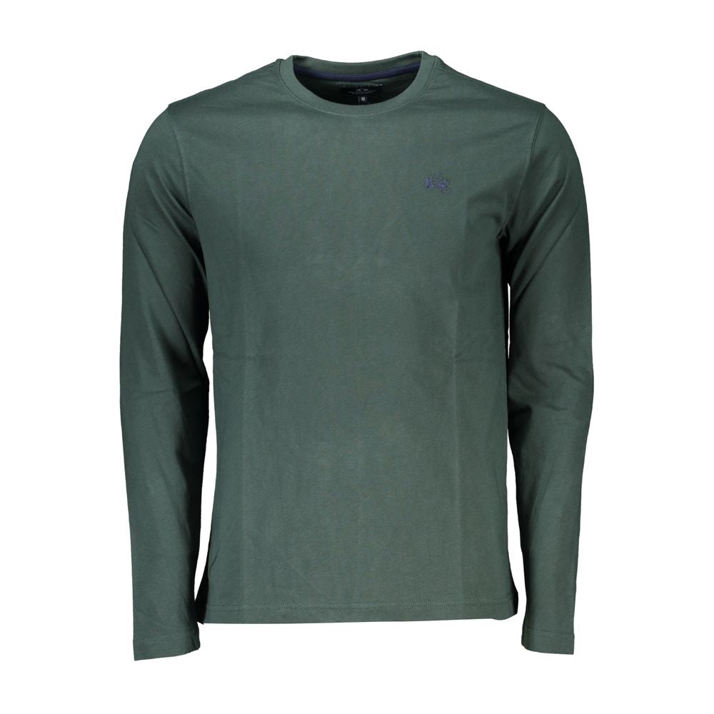 La Martina Elegant Crew Neck Green Tee with Embroidery-La Martina-XXL-Urbanheer