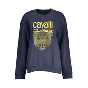 Cavalli Class Elegant Blue Fleece Crew Neck Sweatshirt-Cavalli Class-M-Urbanheer