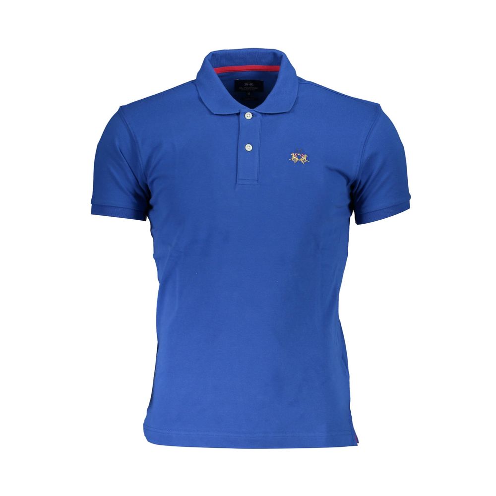 La Martina Blue Cotton Men Polo Shirt-La Martina-XXL-Urbanheer
