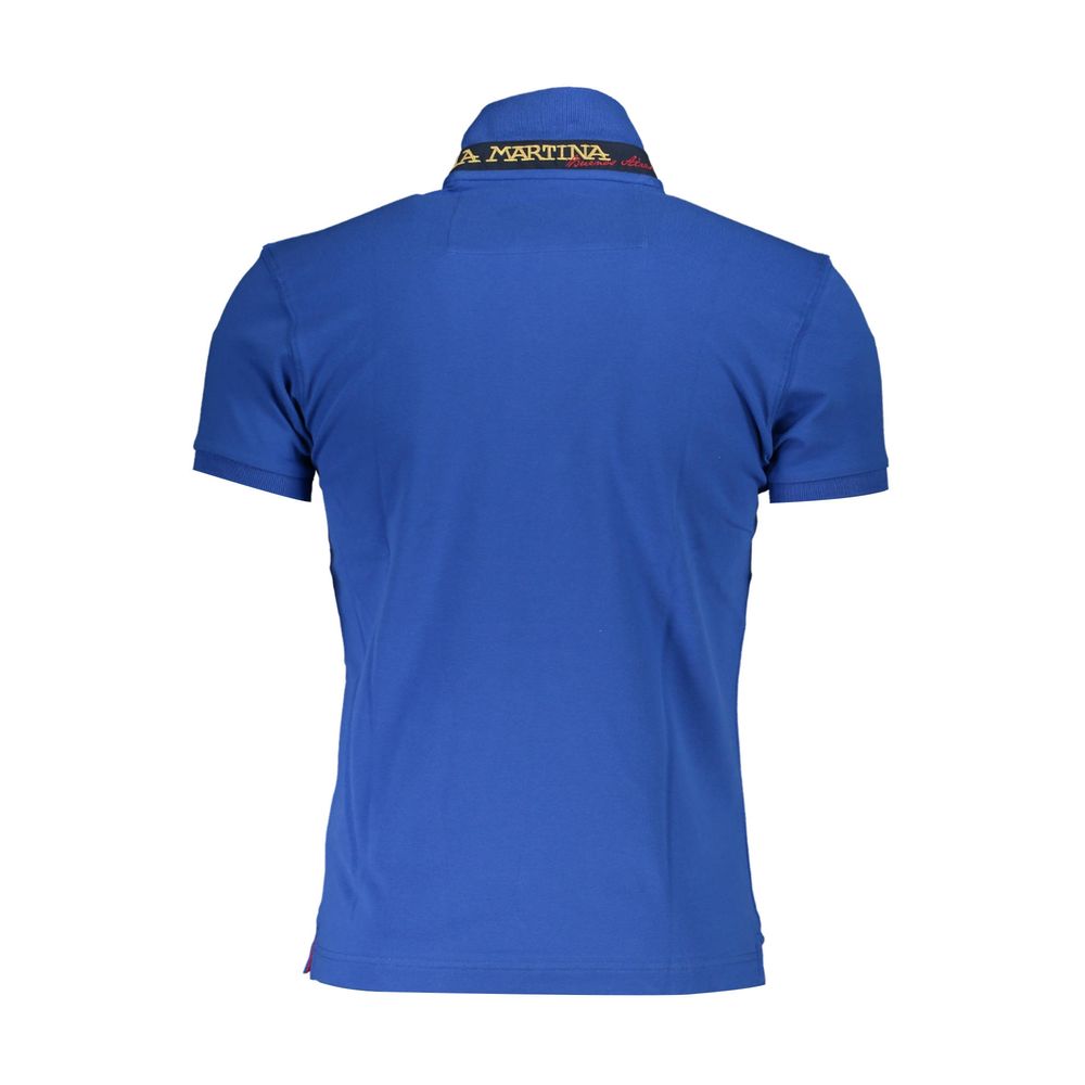 La Martina Blue Cotton Men Polo Shirt-La Martina-XXL-Urbanheer