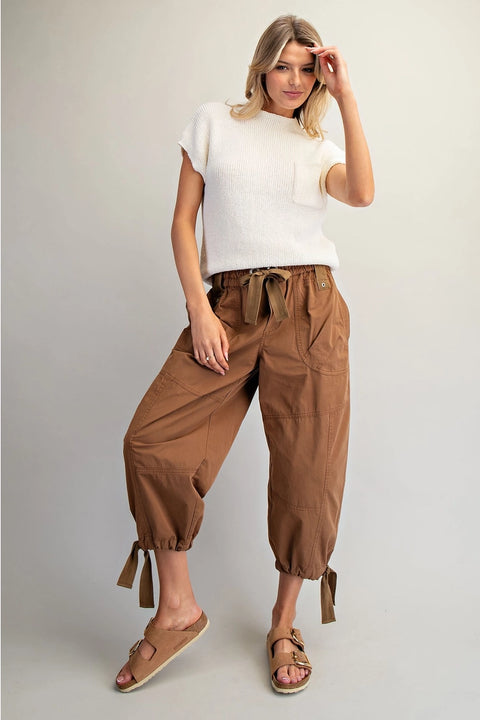 Mineral Washed Tied Cuffed Jogger Pants