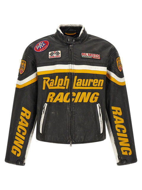 Polo Ralph Lauren Leather Biker Jacket With Patch