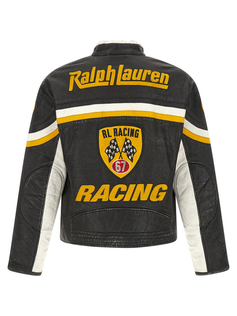Polo Ralph Lauren Leather Biker Jacket With Patch