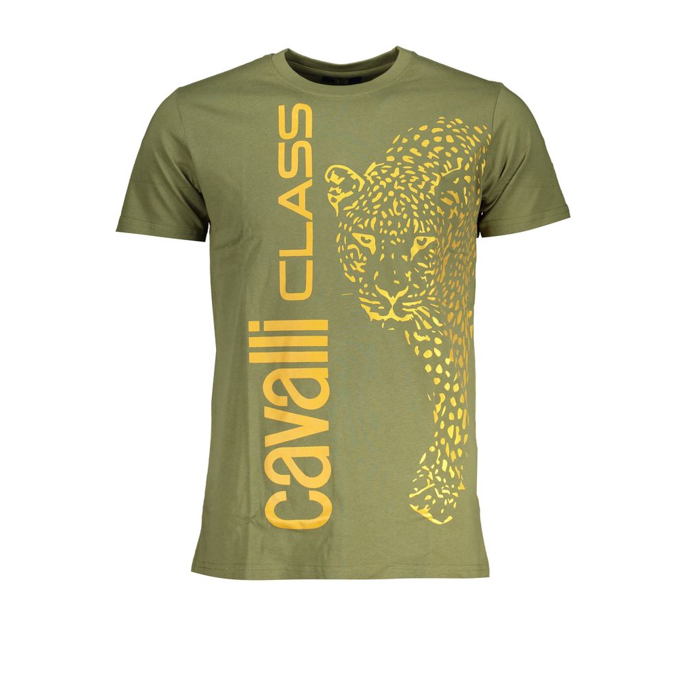 Cavalli Class Green Cotton T-Shirt-Cavalli Class-L-Urbanheer