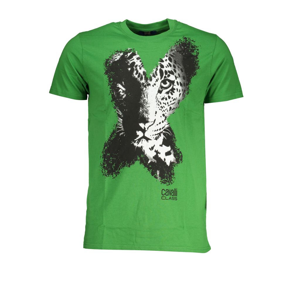 Cavalli Class Green Cotton T-Shirt-Cavalli Class-L-Urbanheer