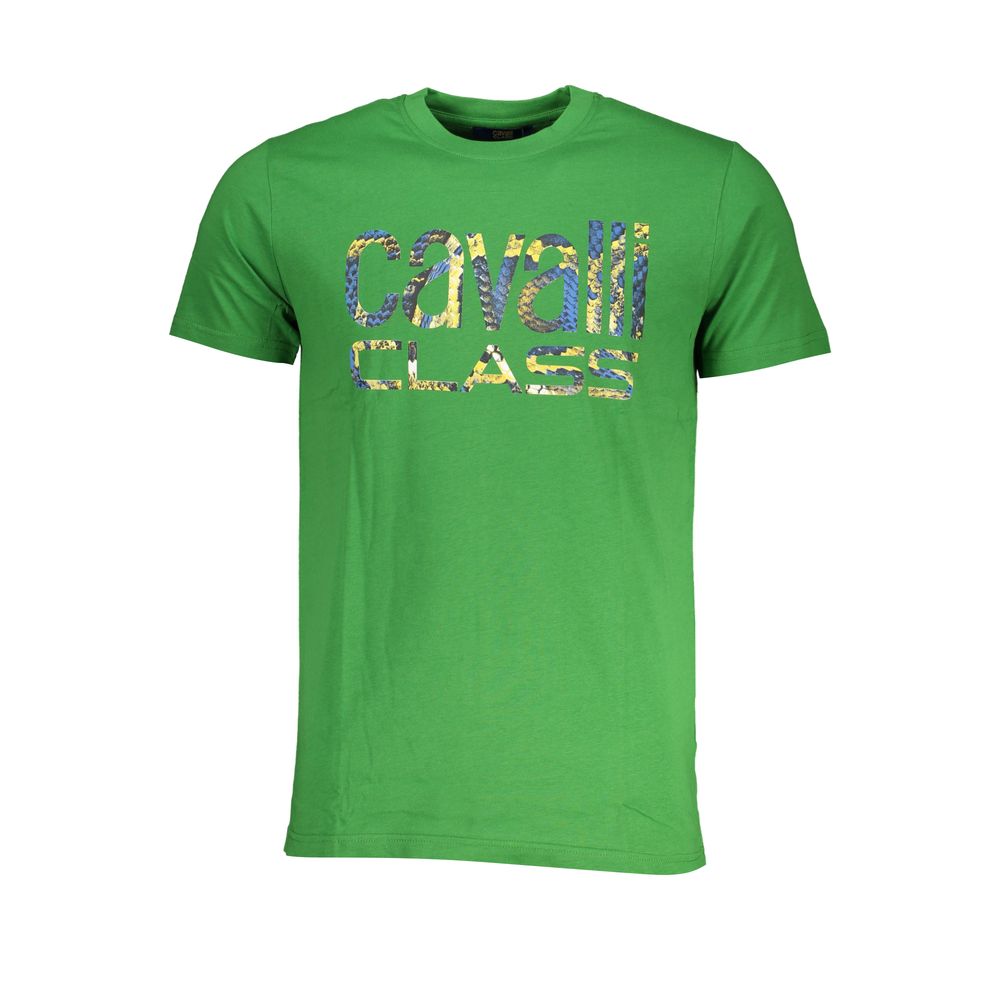 Cavalli Class Green Cotton T-Shirt-Cavalli Class-M-Urbanheer
