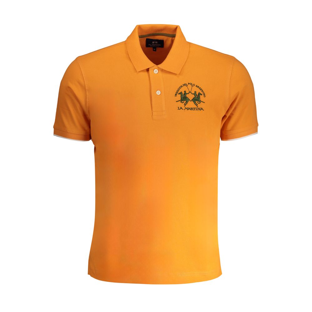 La Martina Orange Cotton Polo Shirt-La Martina-S-Urbanheer