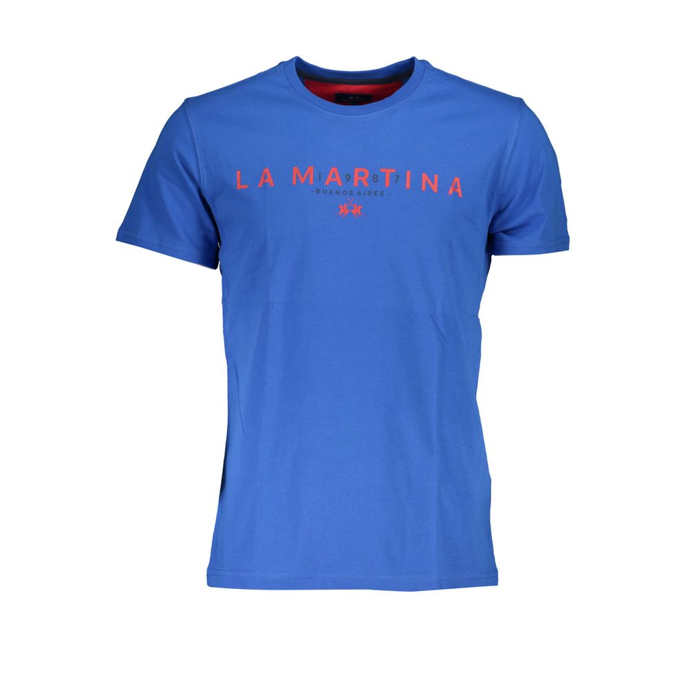 La Martina Chic Crew Neck Logo Tee in Cobalt Blue-La Martina-XL-Urbanheer
