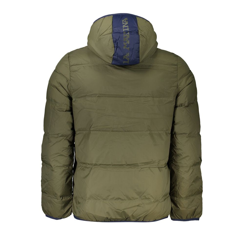 La Martina Elegant Green Hooded Jacket with Contrast Details-La Martina-S-Urbanheer