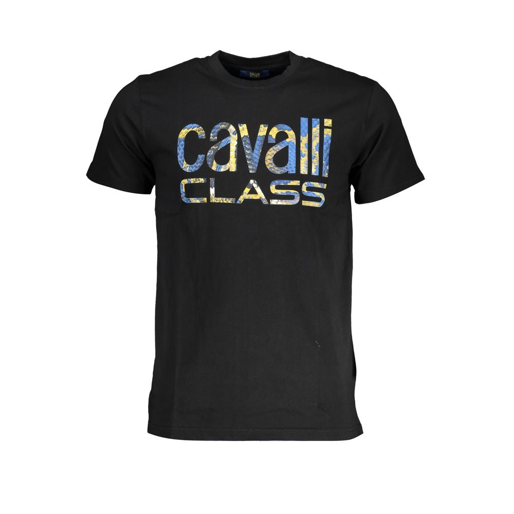 Cavalli Class Black Cotton T-Shirt-Cavalli Class-XL-Urbanheer