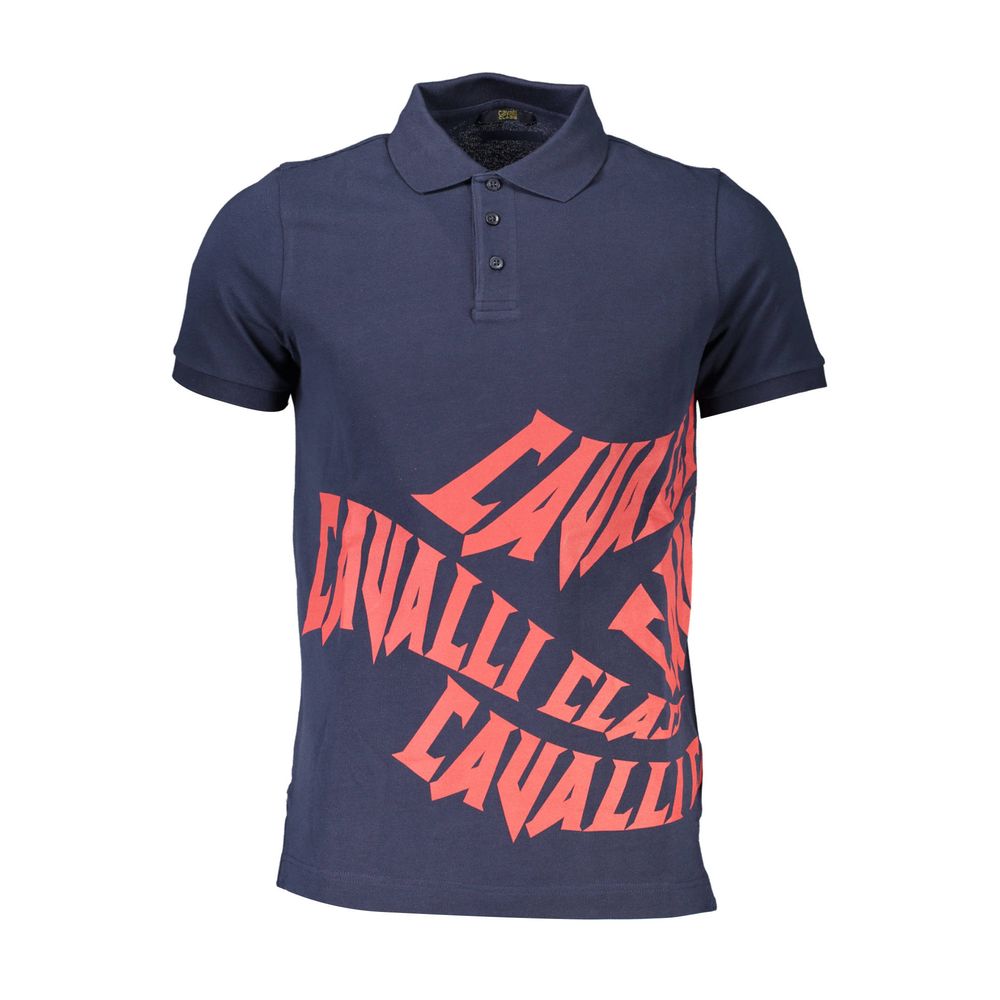 Cavalli Class Blue Cotton Men Polo Shirt-Cavalli Class-L-Urbanheer