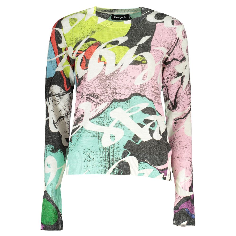 Desigual Elegant Contrast Crew Neck Sweater-Desigual-S-Urbanheer