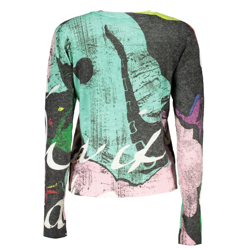 Desigual Elegant Contrast Crew Neck Sweater-Desigual-S-Urbanheer