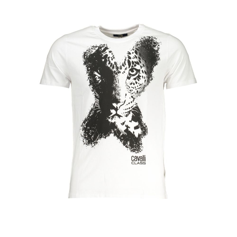 Cavalli Class White Cotton T-Shirt-Cavalli Class-L-Urbanheer