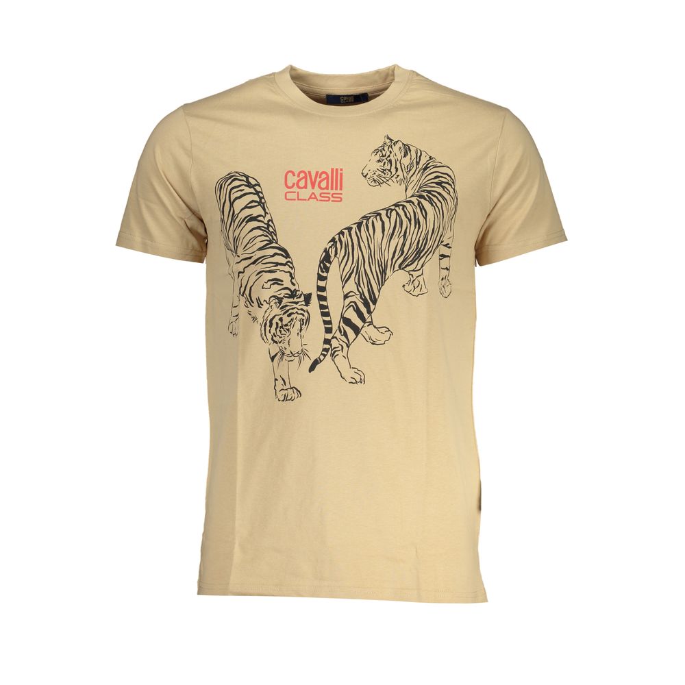 Cavalli Class Beige Cotton T-Shirt-Cavalli Class-L-Urbanheer