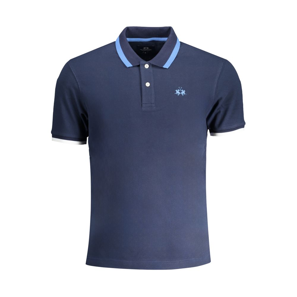La Martina Blue Cotton Polo Shirt-La Martina-S-Urbanheer