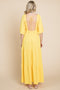 Culture Code Backless Plunge Half Sleeve Tiered Dress-Street 360-LEMONADE-S-Urbanheer