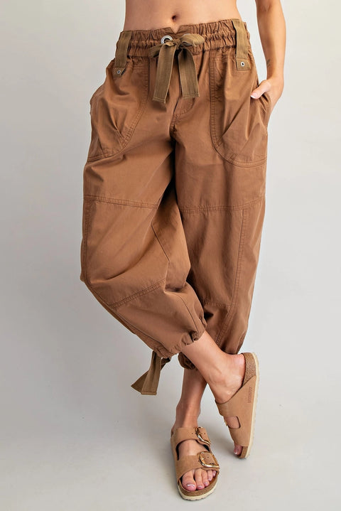 Mineral Washed Tied Cuffed Jogger Pants