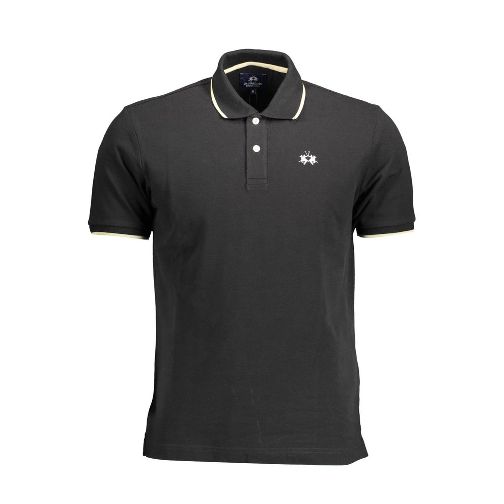 La Martina Black Cotton Men Polo Shirt-La Martina-L-Urbanheer