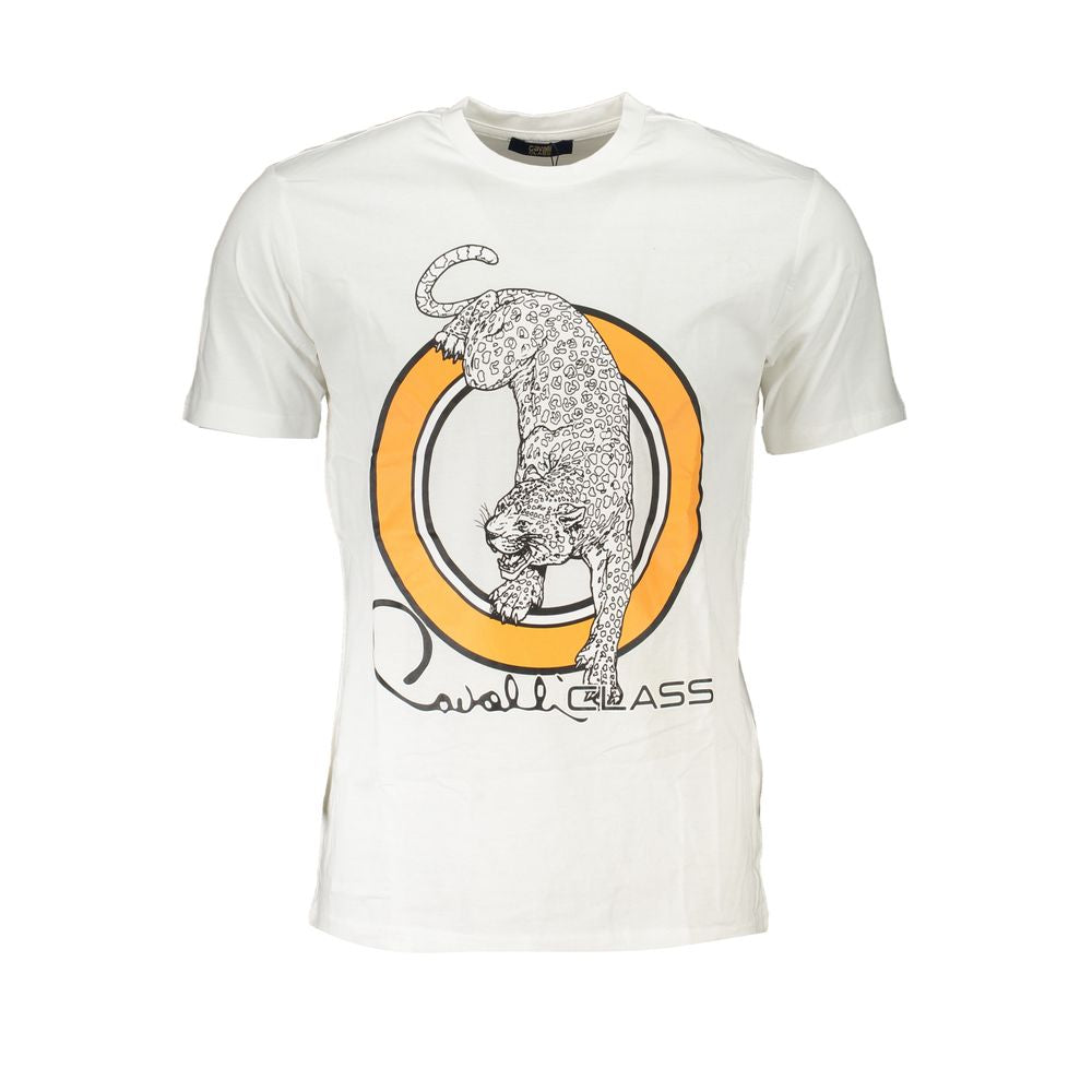 Cavalli Class White Cotton T-Shirt-Cavalli Class-L-Urbanheer