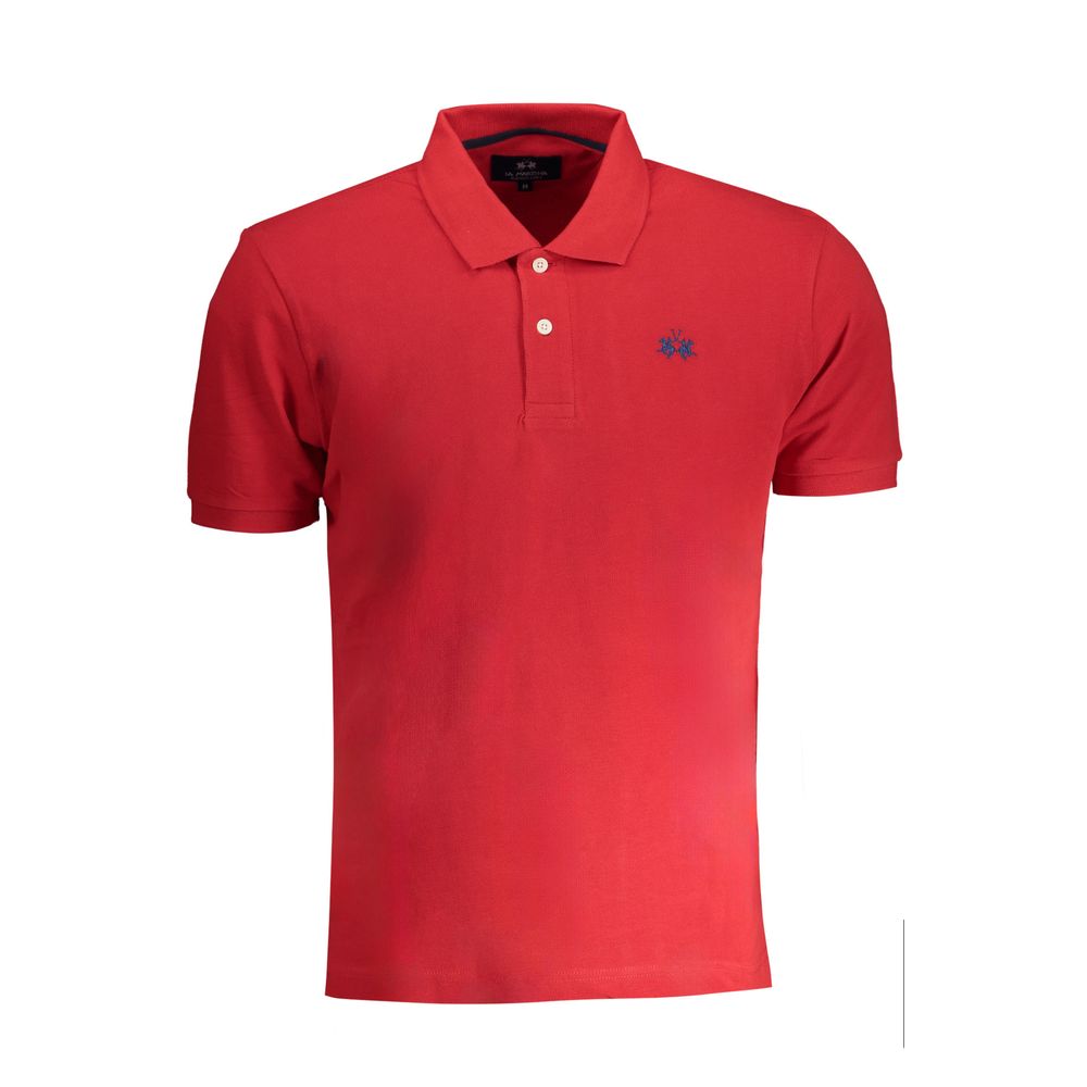 La Martina Red Cotton Polo Shirt-La Martina-S-Urbanheer