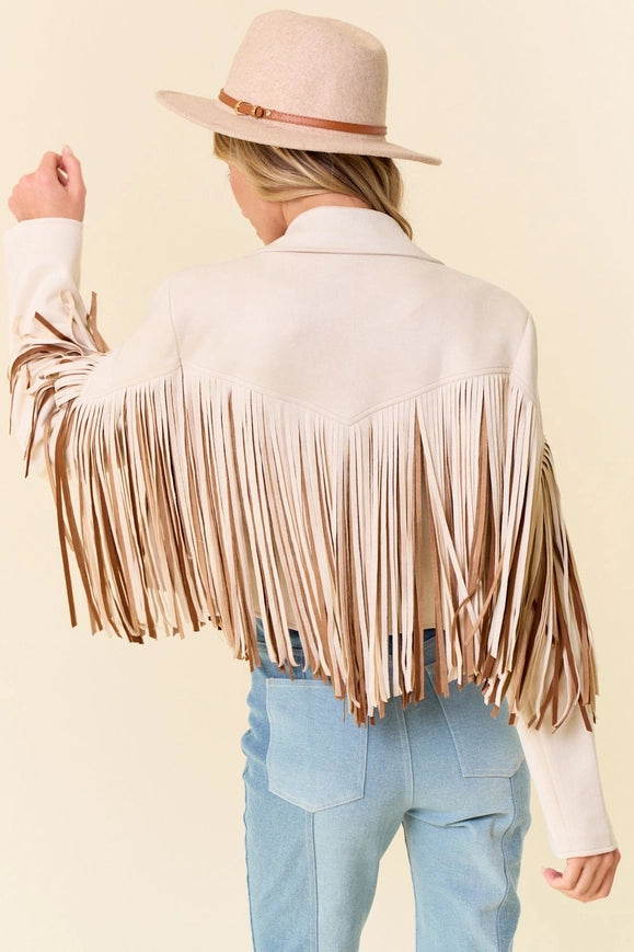 Cream Multi Color Fringe Open Front Jacket-Jacket-Saints & Hearts-S-Urbanheer