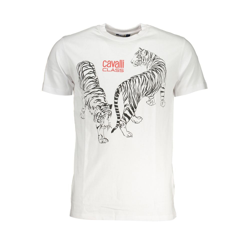 Cavalli Class White Cotton T-Shirt-Cavalli Class-L-Urbanheer