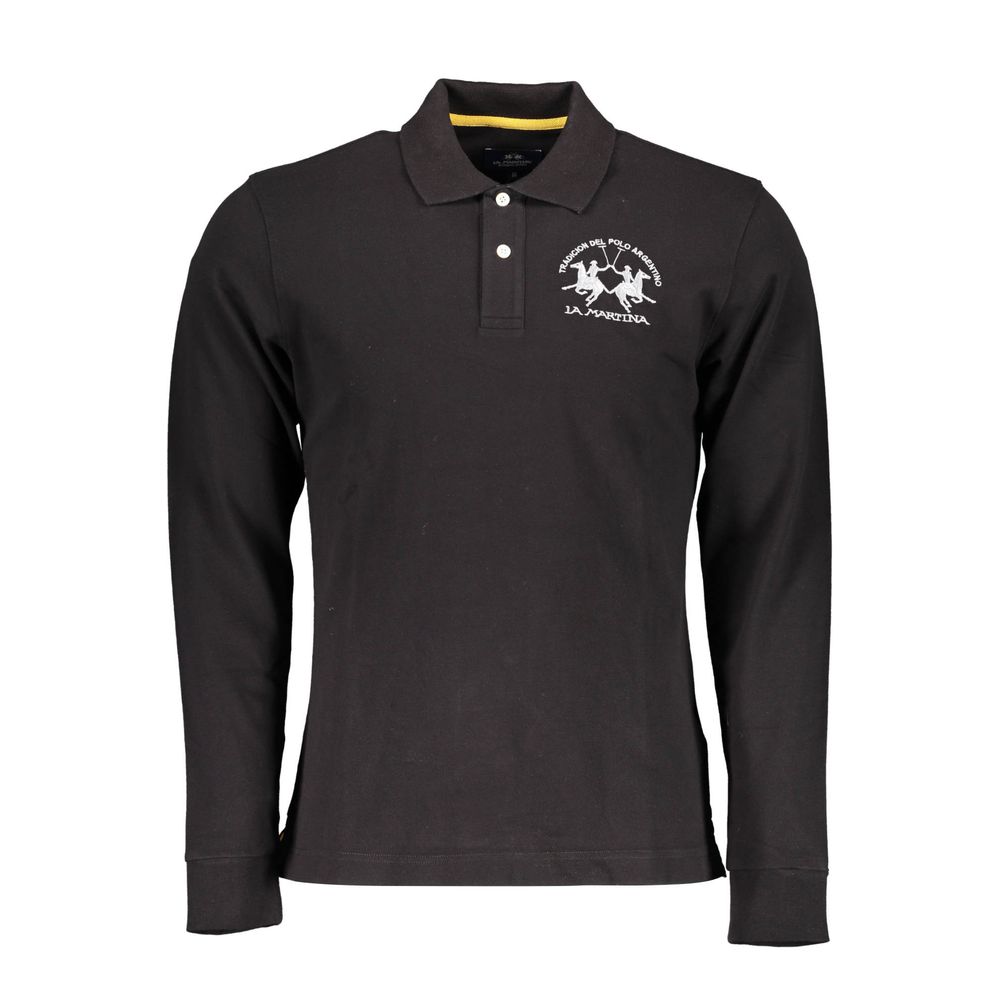 La Martina Elegant Long Sleeved Black Polo for Men-La Martina-L-Urbanheer