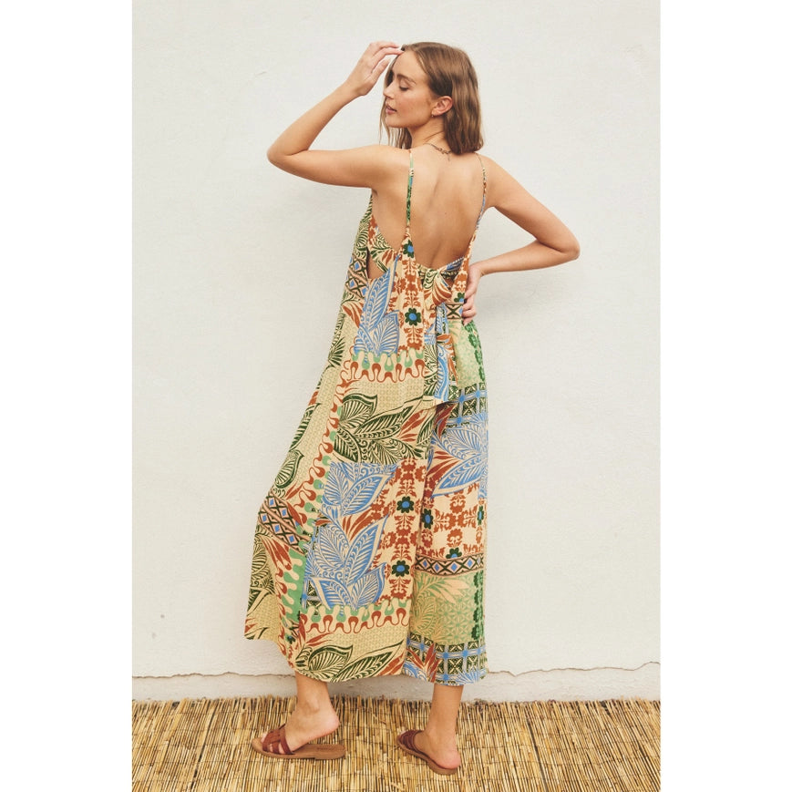 Desert Bliss Tie Back Detail Jumpsuit-Jumpsuit-Dress Forum-NATURAL/BLUE-S-Urbanheer