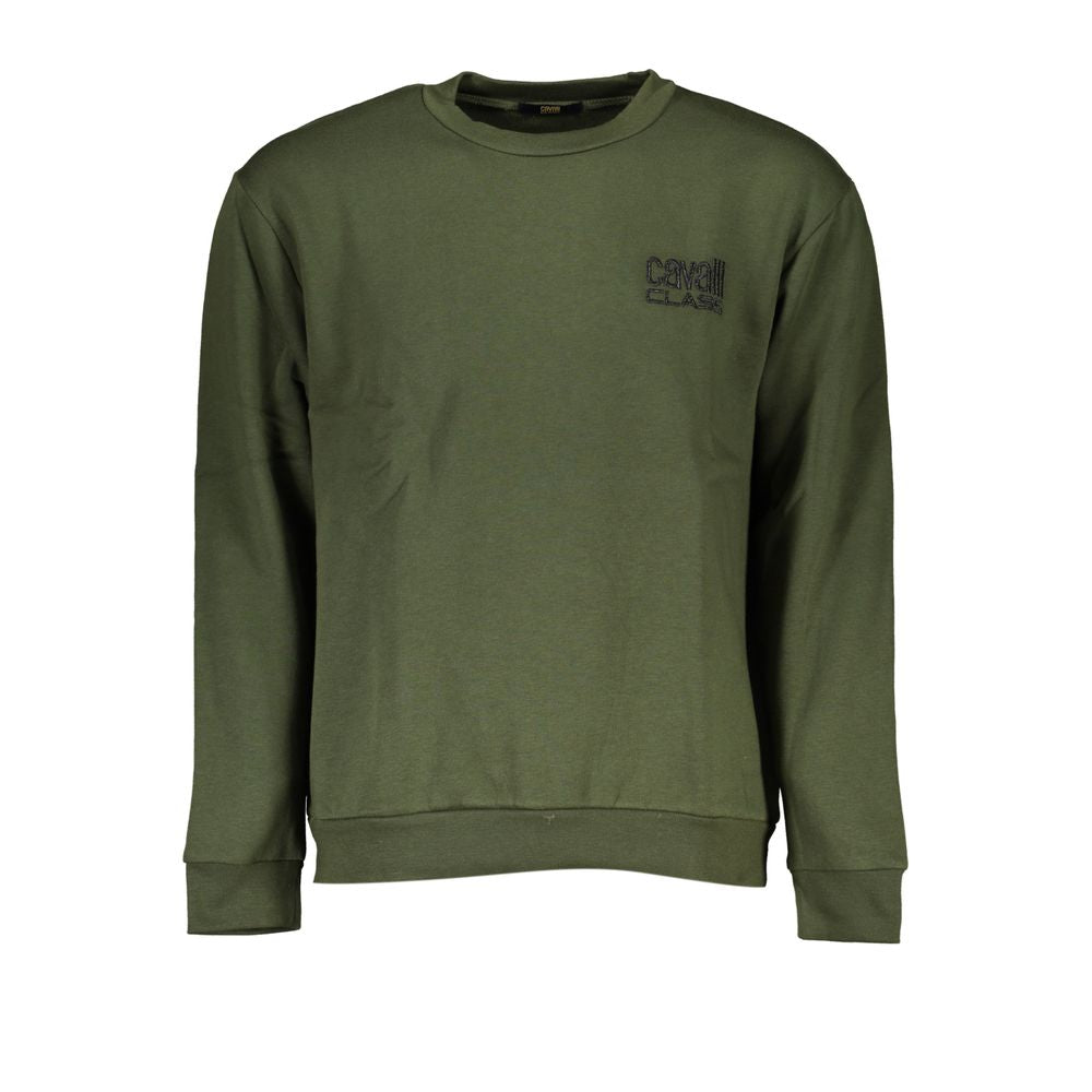 Cavalli Class Chic Green Embroidered Crew Neck Sweater-Cavalli Class-S-Urbanheer