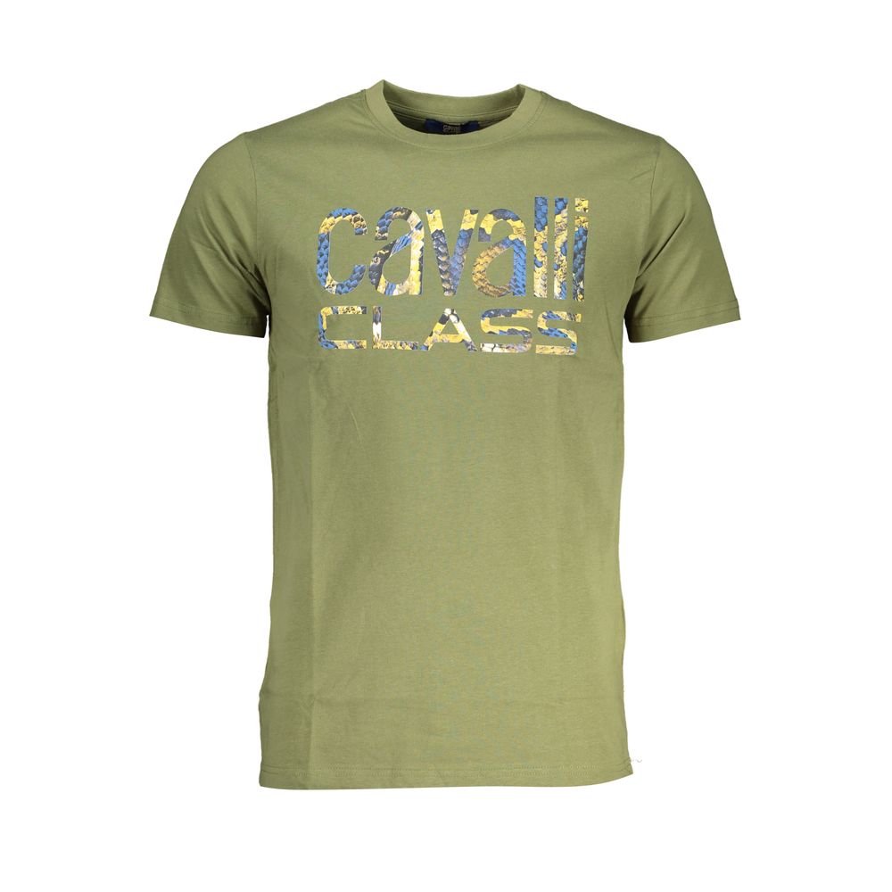 Cavalli Class Green Cotton T-Shirt-Cavalli Class-M-Urbanheer