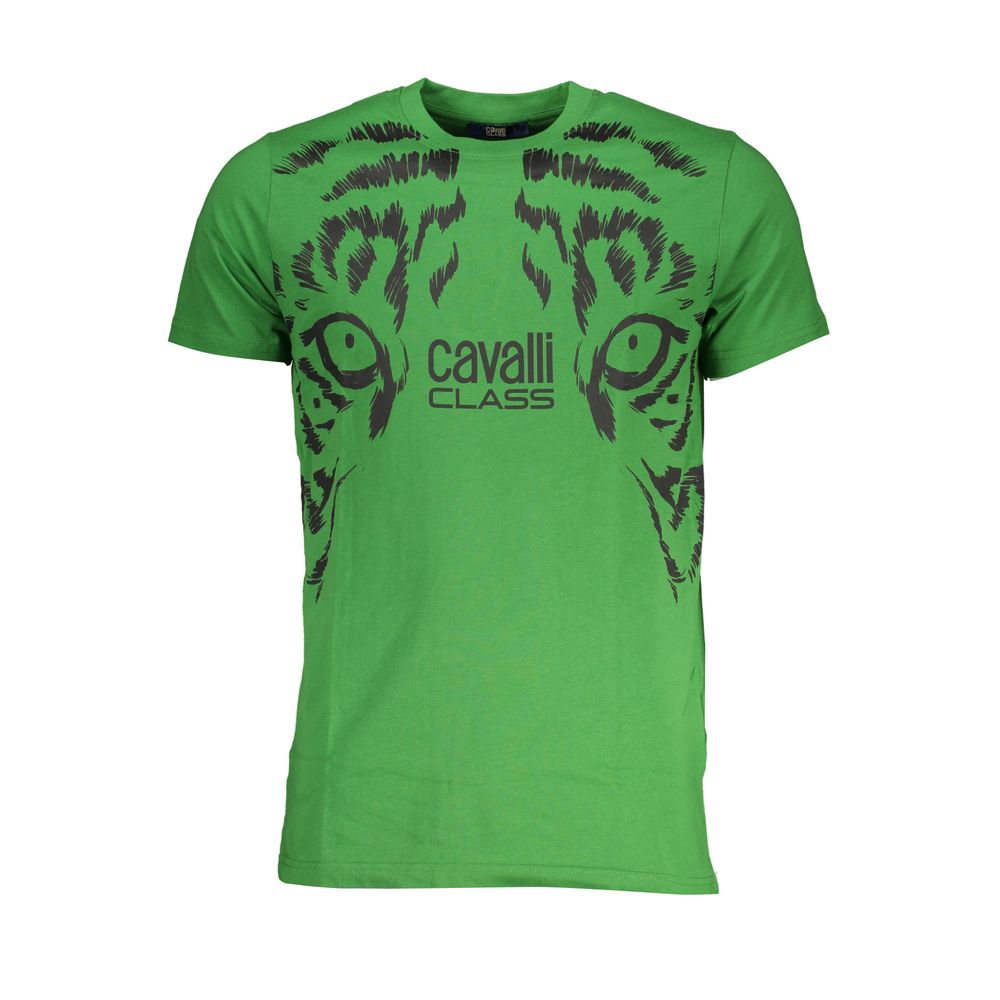 Cavalli Class Green Cotton T-Shirt-Cavalli Class-L-Urbanheer