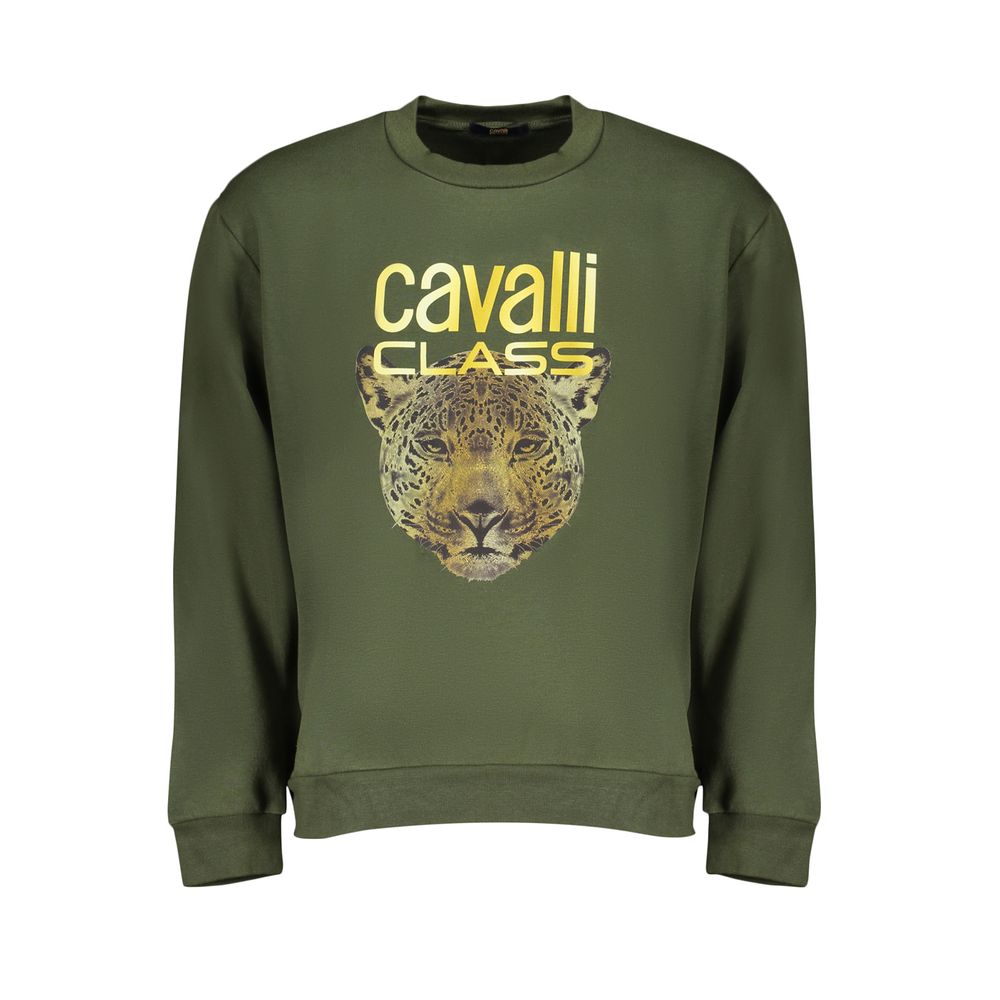 Cavalli Class Elegant Green Fleece Crew Neck Sweatshirt-Cavalli Class-M-Urbanheer