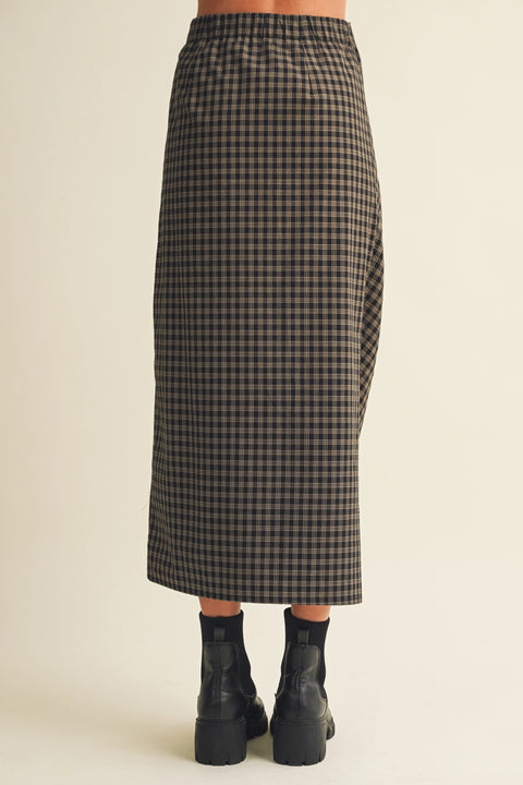 Asymmetric Drape High-Slit Midi Skirt