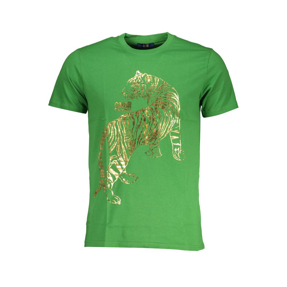 Cavalli Class Green Cotton T-Shirt-Cavalli Class-M-Urbanheer