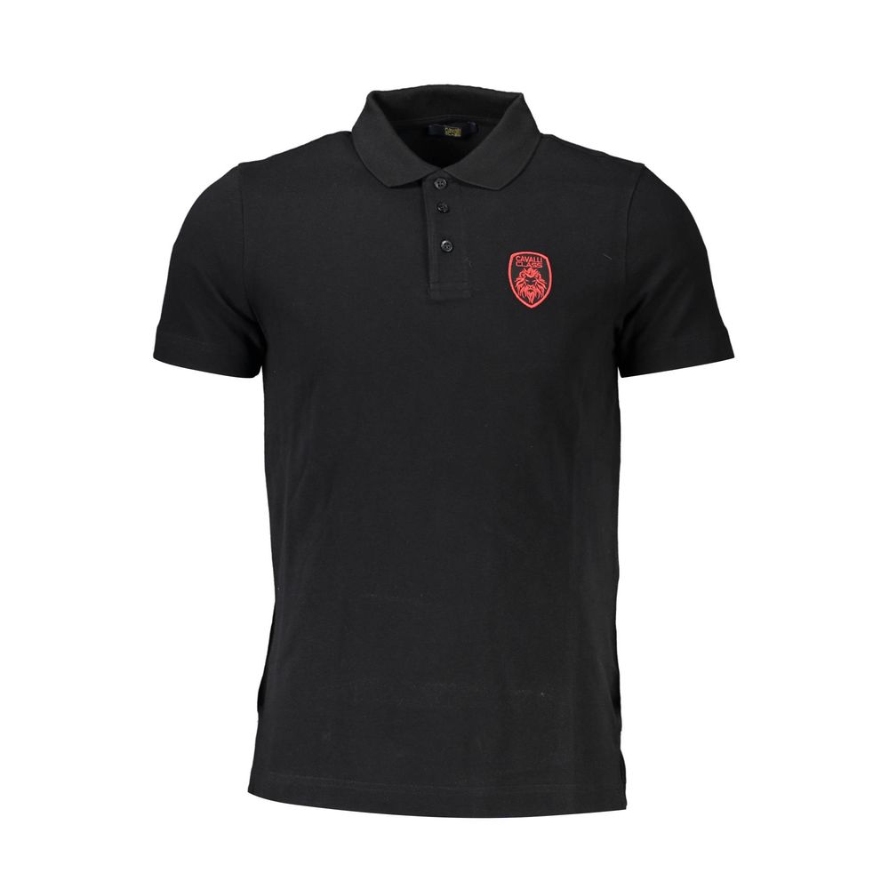 Cavalli Class Black Cotton Men Polo Shirt-Cavalli Class-S-Urbanheer