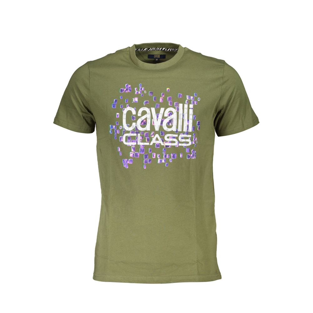 Cavalli Class Green Cotton T-Shirt-Cavalli Class-L-Urbanheer