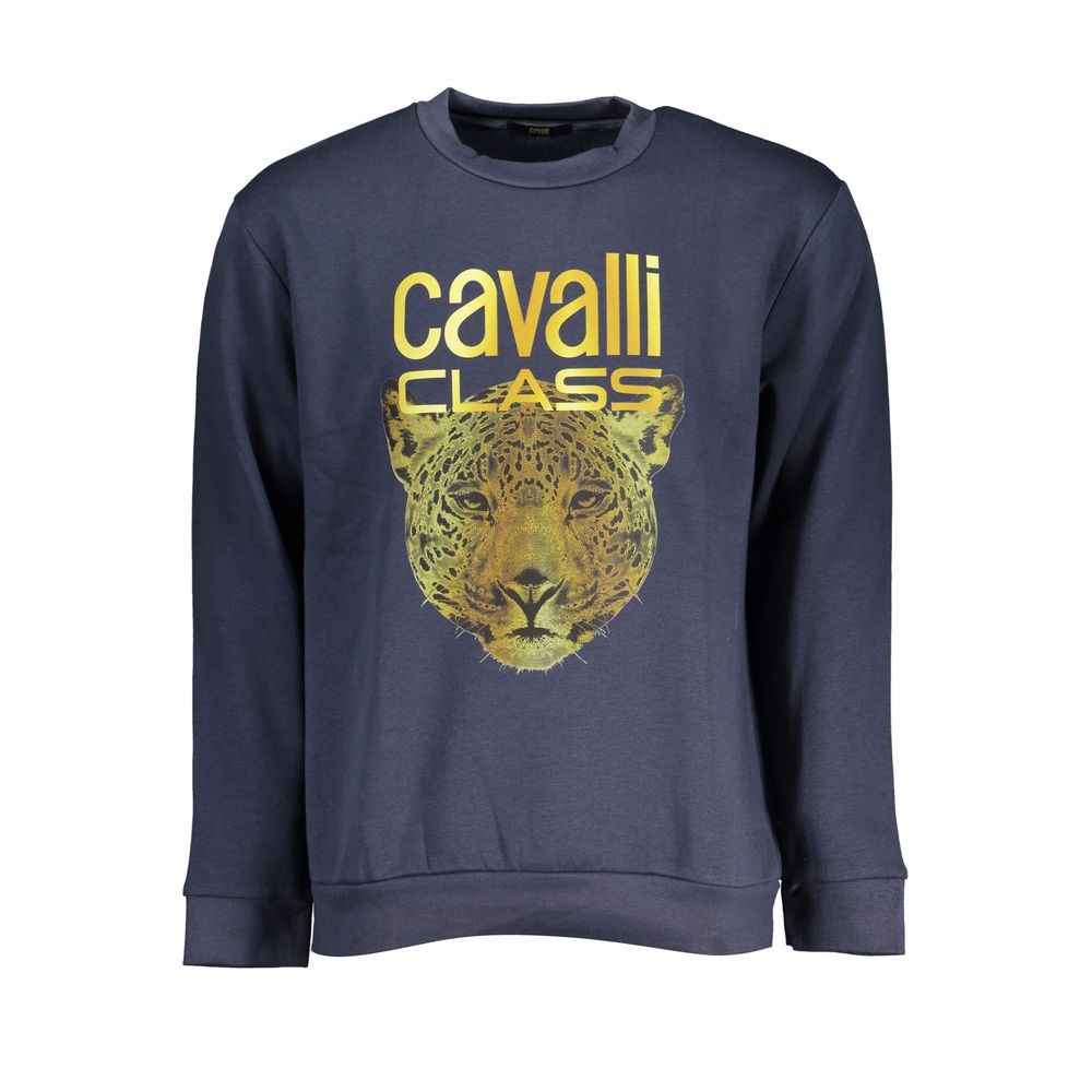 Cavalli Class Elegant Crew Neck Fleece Sweatshirt in Blue-Cavalli Class-S-Urbanheer