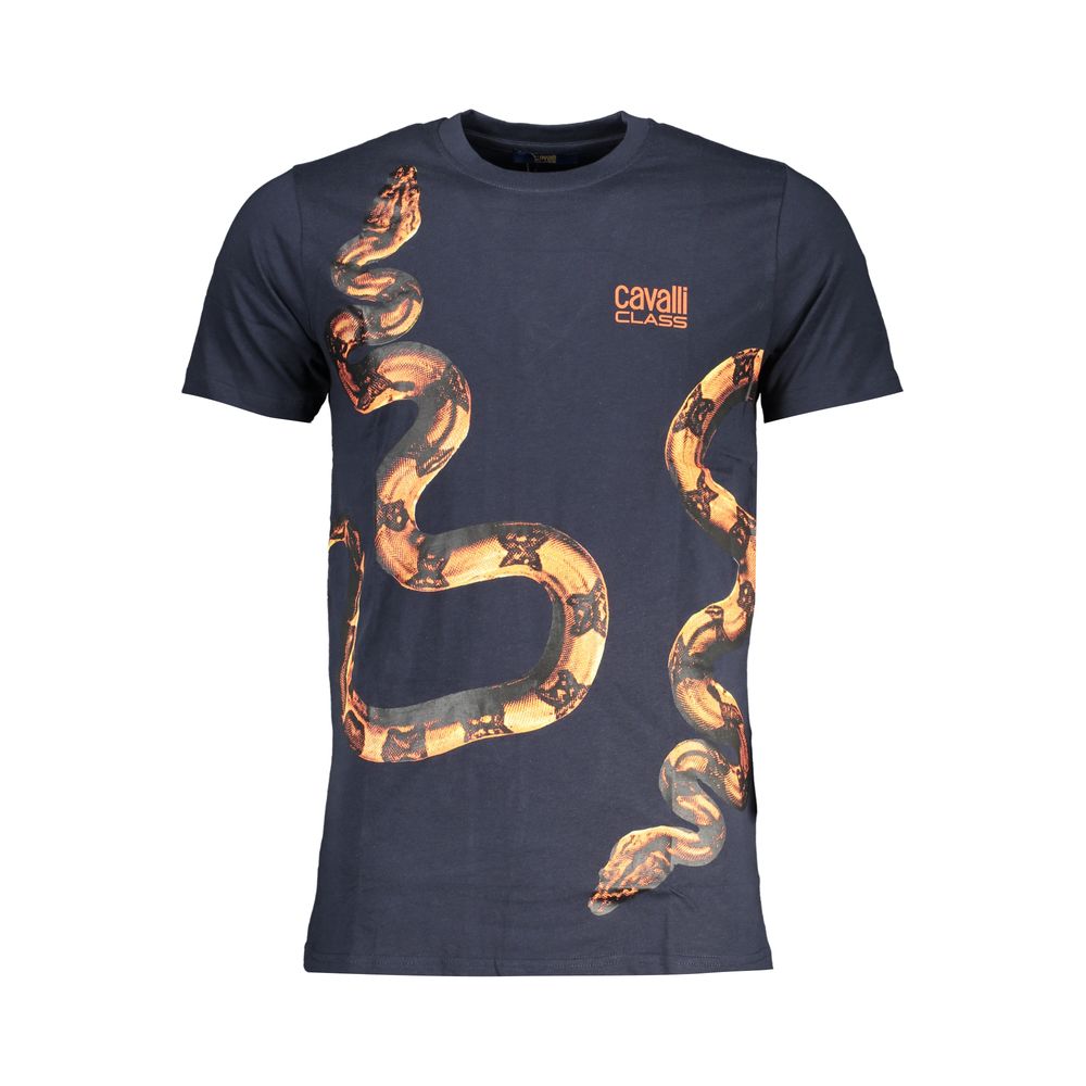 Cavalli Class Blue Cotton T-Shirt-Cavalli Class-L-Urbanheer