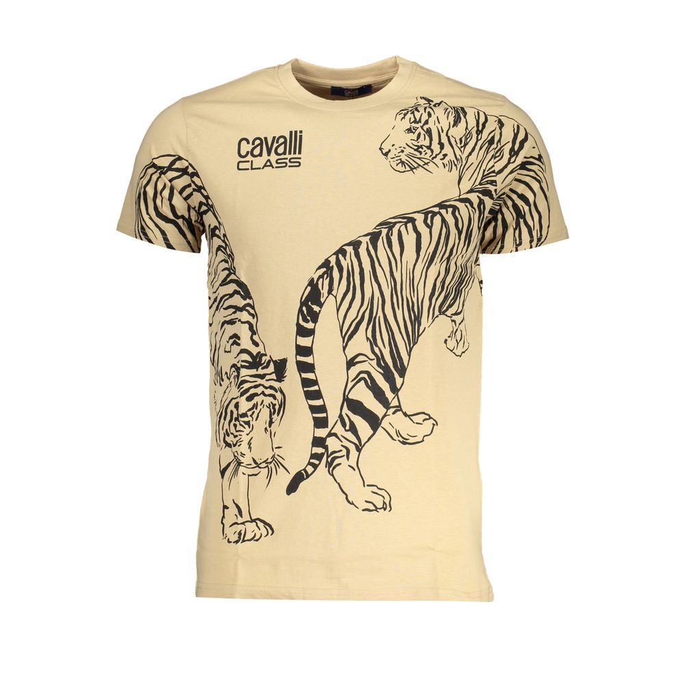 Cavalli Class Beige Cotton T-Shirt-Cavalli Class-L-Urbanheer