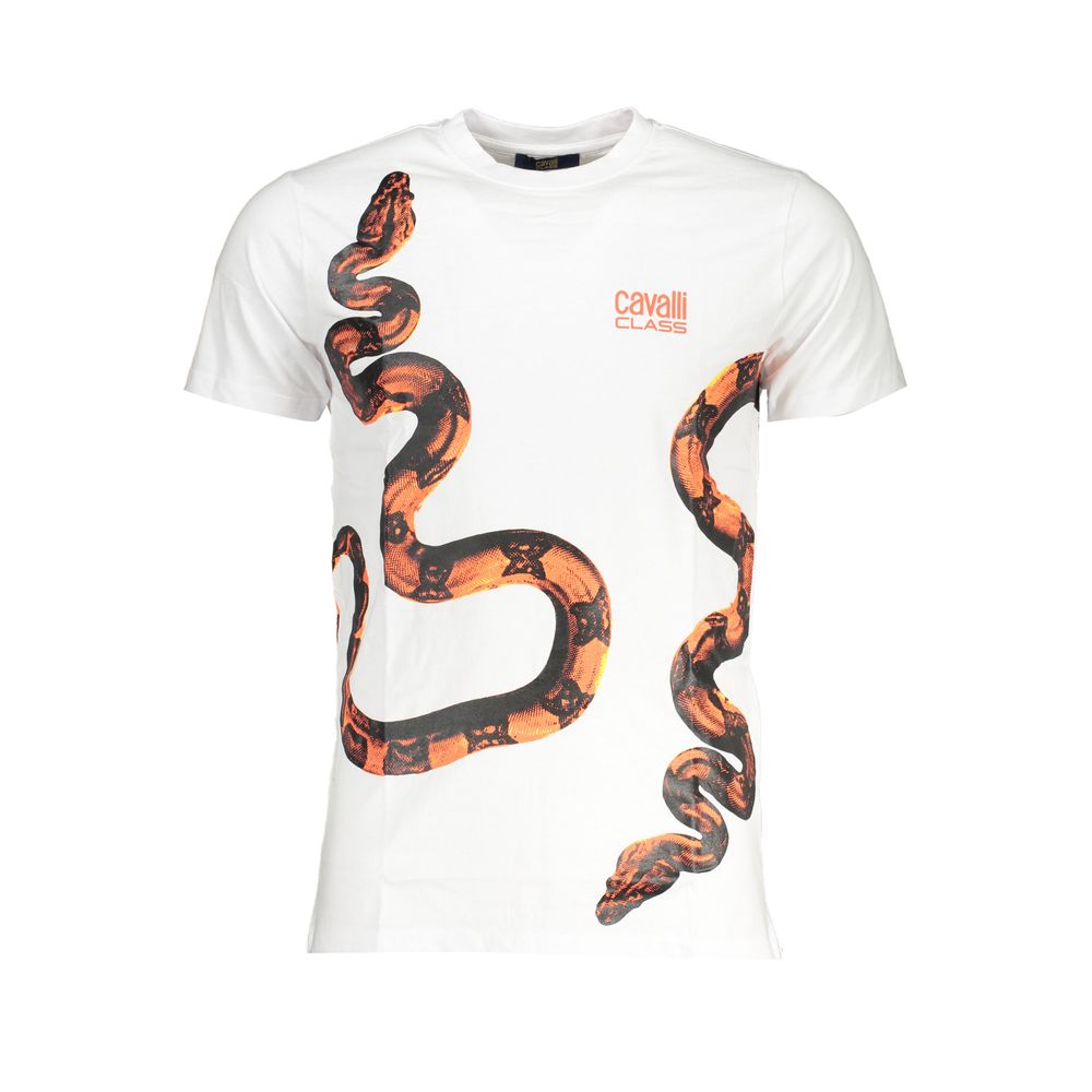 Cavalli Class White Cotton T-Shirt-Cavalli Class-L-Urbanheer