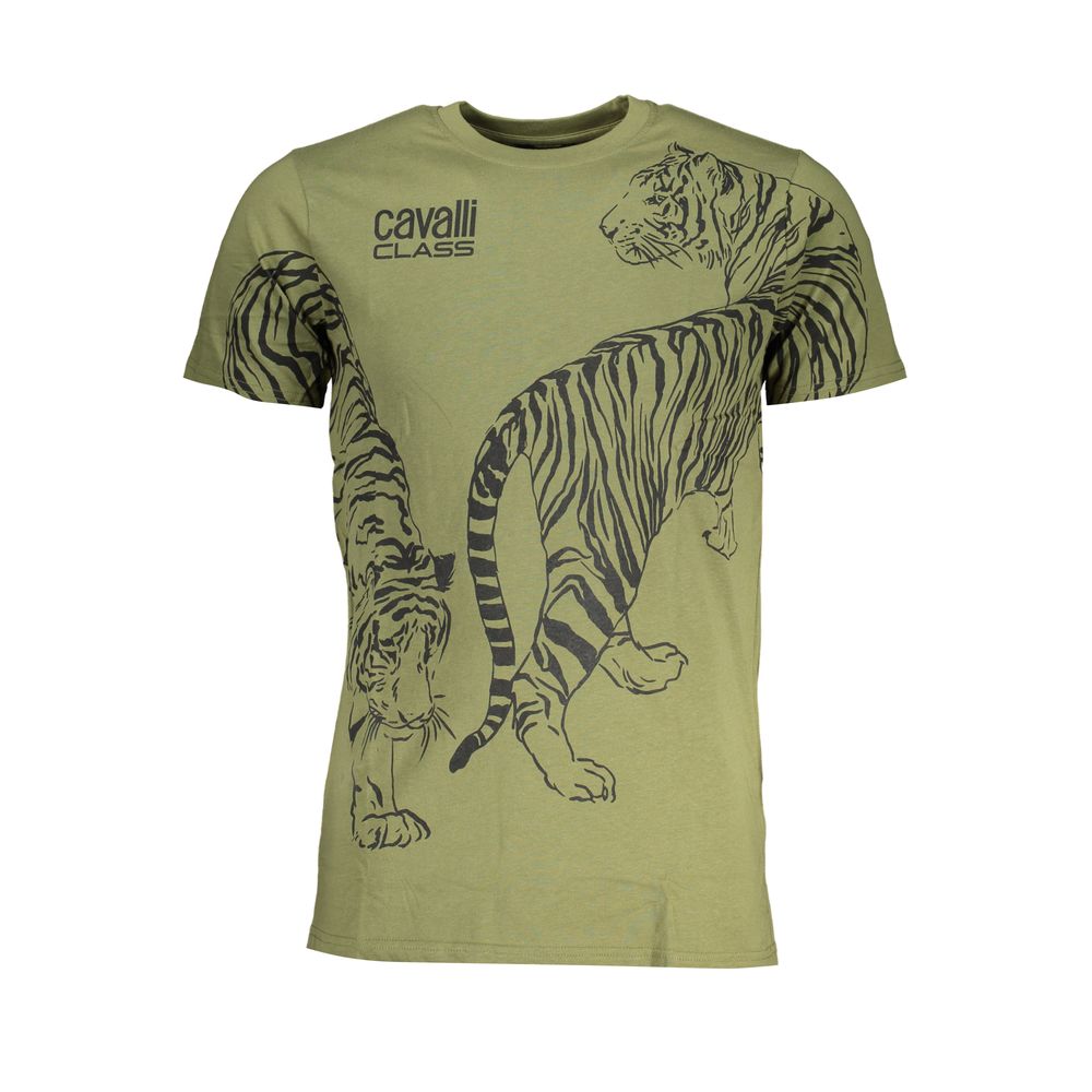 Cavalli Class Green Cotton T-Shirt-Cavalli Class-L-Urbanheer