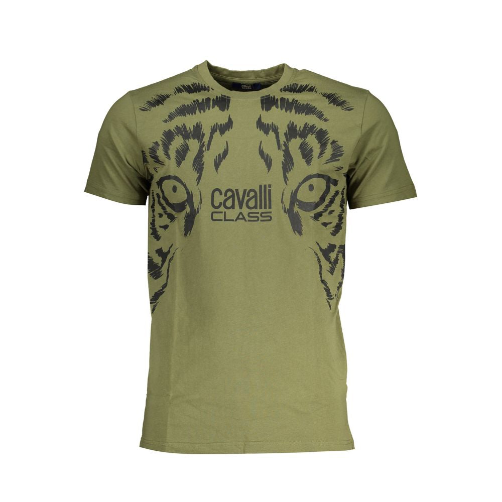 Cavalli Class Green Cotton T-Shirt-Cavalli Class-XL-Urbanheer