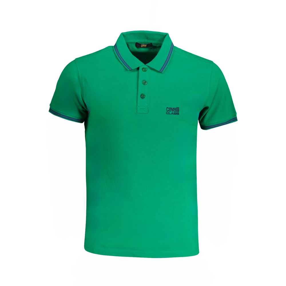 Cavalli Class Green Cotton Polo Shirt-Cavalli Class-M-Urbanheer