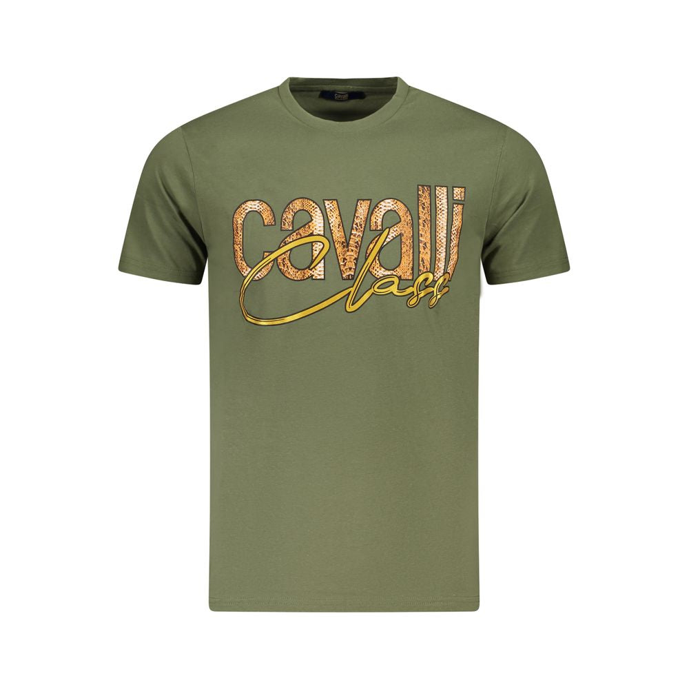 Cavalli Class Green Cotton Men T-Shirt-Cavalli Class-M-Urbanheer