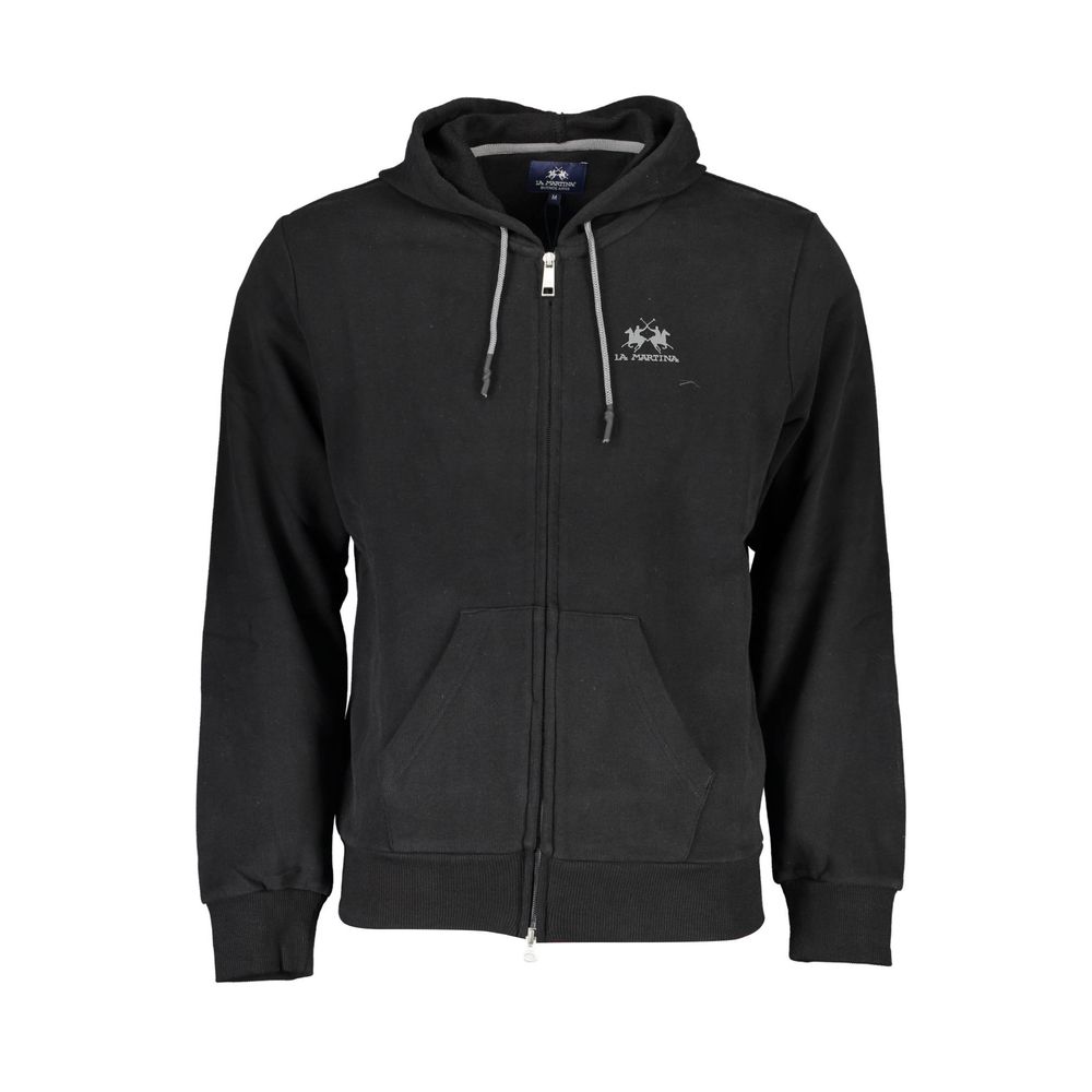 La Martina Sleek Hooded Cotton Sweatshirt in Black-La Martina-L-Urbanheer
