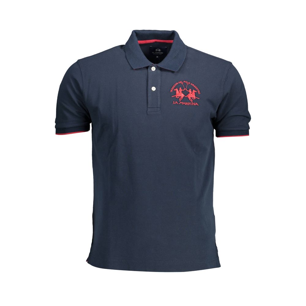 La Martina Blue Cotton Men Polo Shirt-La Martina-M-Urbanheer