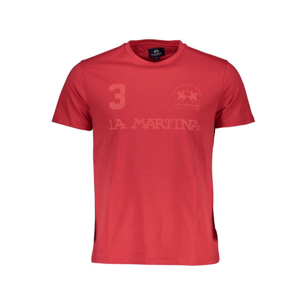La Martina Red Cotton Men T-Shirt-La Martina-M-Urbanheer