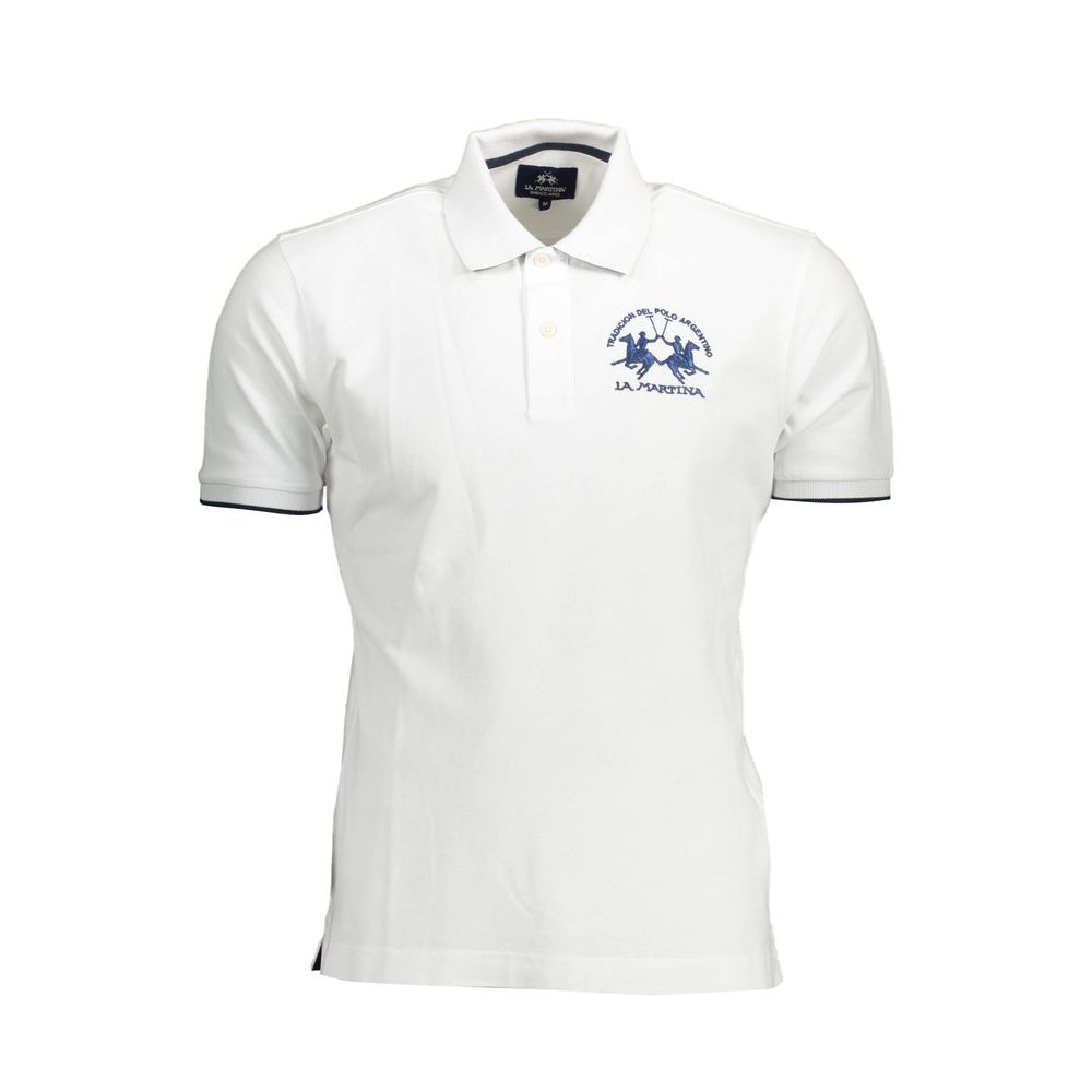La Martina Elegant Short-Sleeved White Polo for Men-La Martina-M-Urbanheer